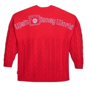 Disney Parks Walt Disney World Red Cable Knit Spirit Jersey Sweater Adult - NEW